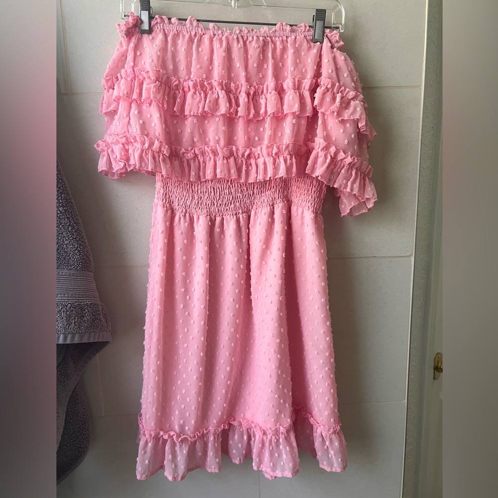 Pink off the shoulder dress